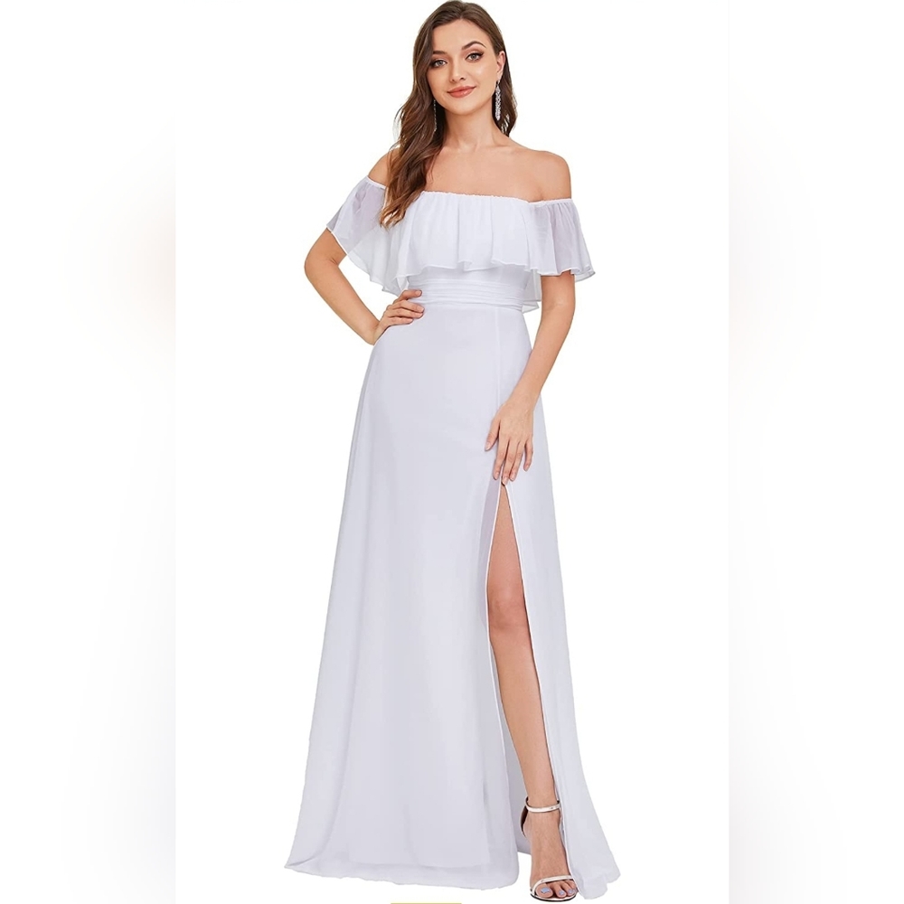 Long White Strapless White Bridesmaid/Formal Dress